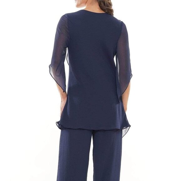 NWT Marsoni by Colors M308 Yoryu Chiffon Formal Pantsuit Blue Size 6 - Picture 3 of 6